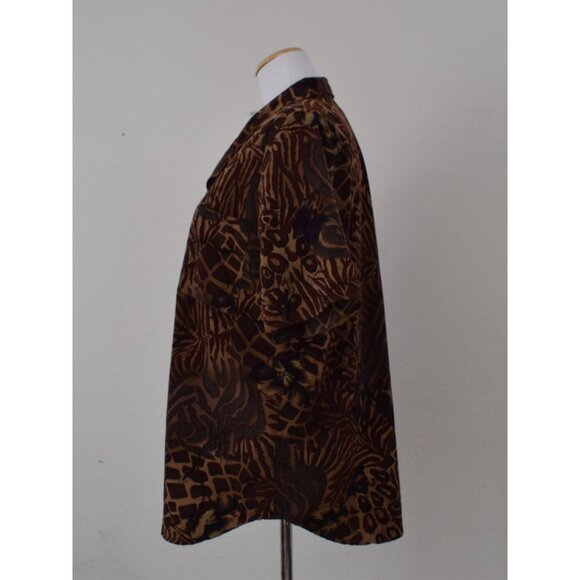 Vintage 90s Brown Jungle Floral Blouse size L - Picture 2 of 10